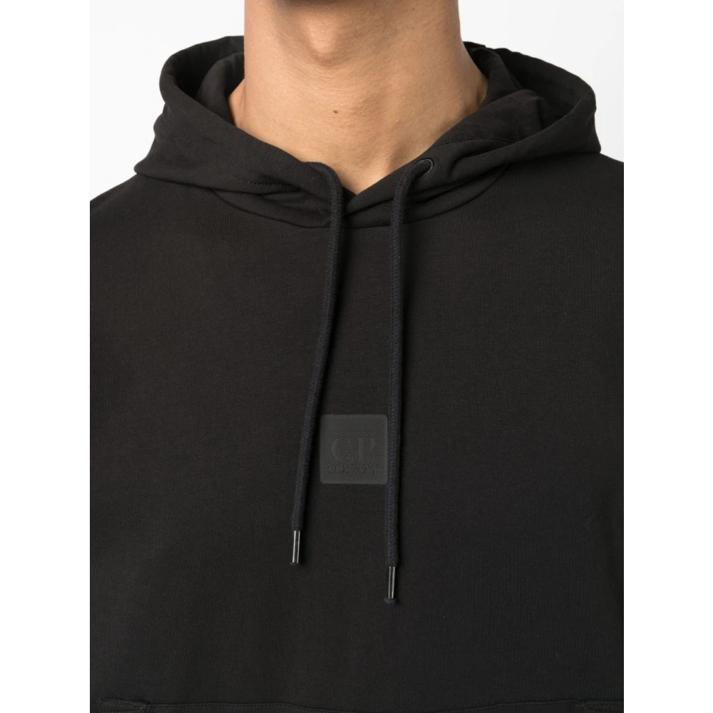 C.P. Company Lichtgewicht Hoodie met Logo Badge Black Heren