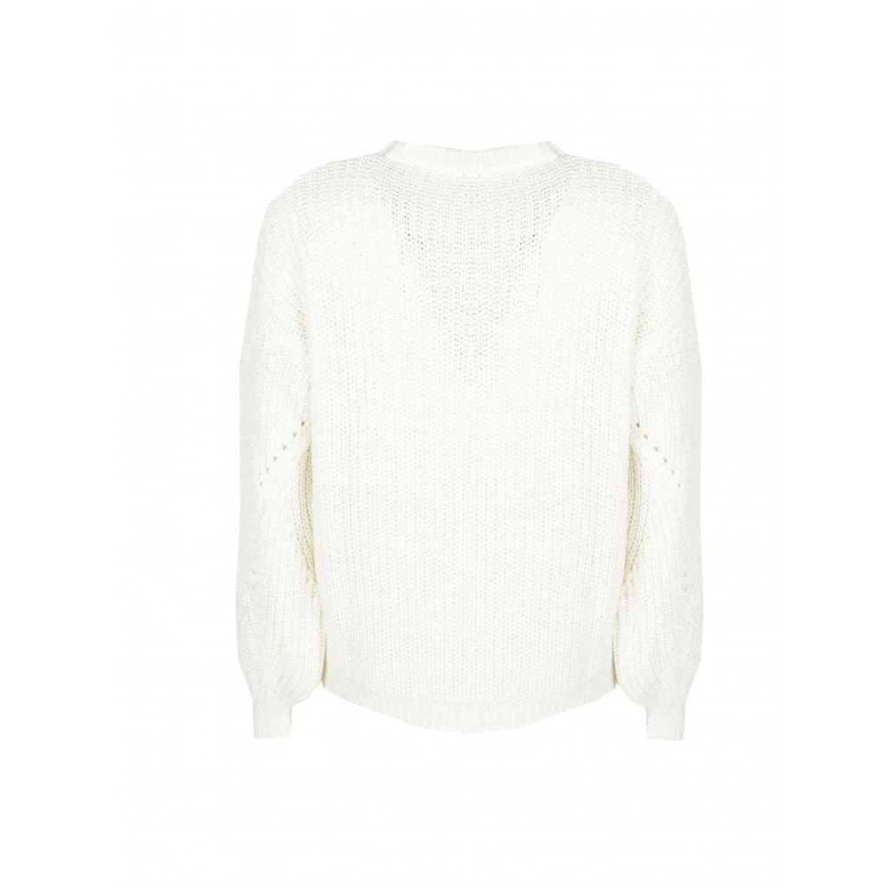 pinko Veta Trui met Ronde Hals en Lurex Detail White Dames