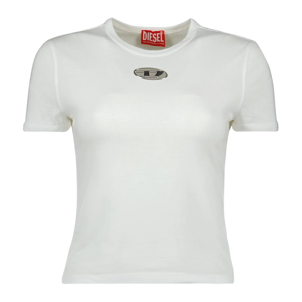 Diesel Witte Slim T-shirt Oval D White Dames