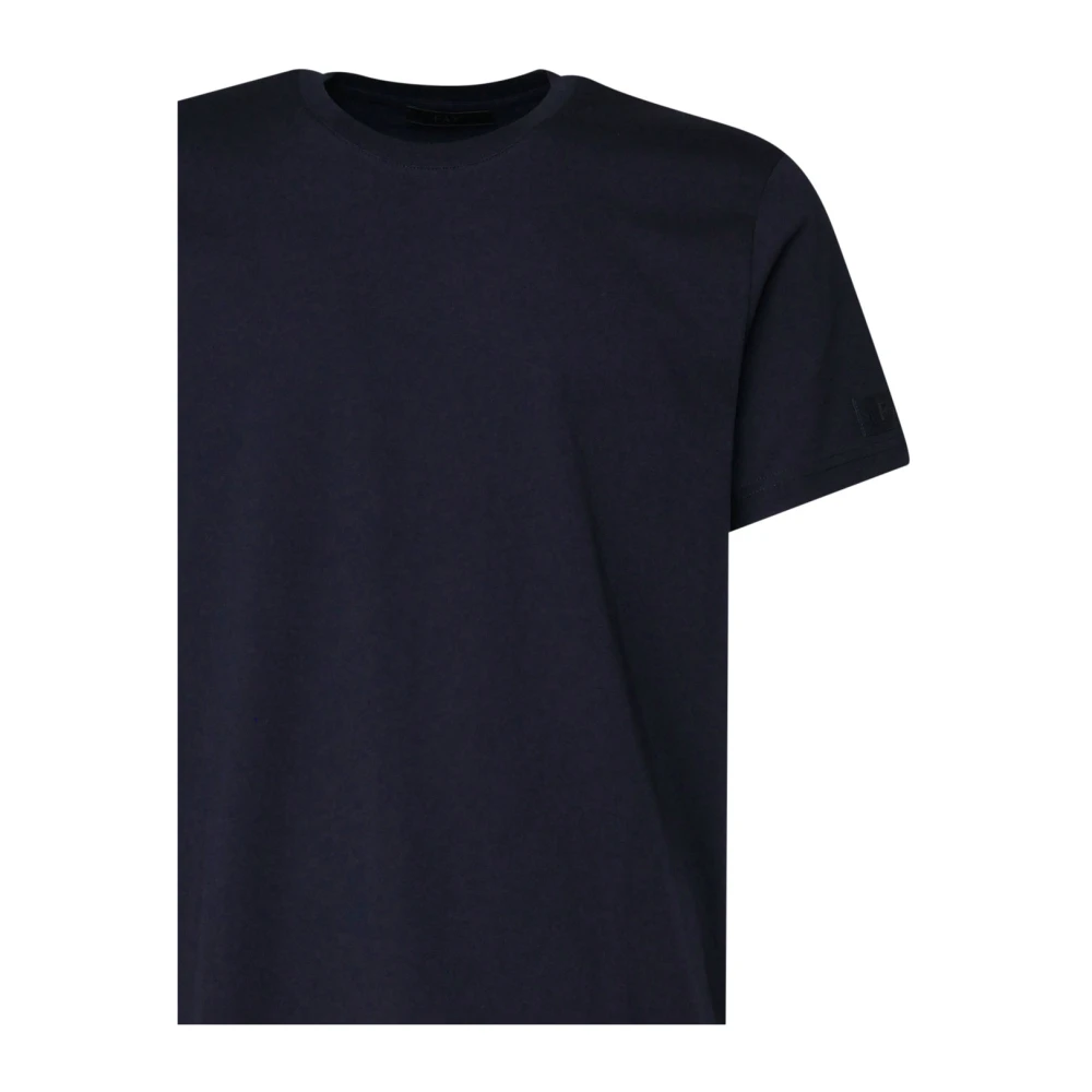 Fay Blauw Katoenen T-shirt met Ronde Kraag Blue Heren