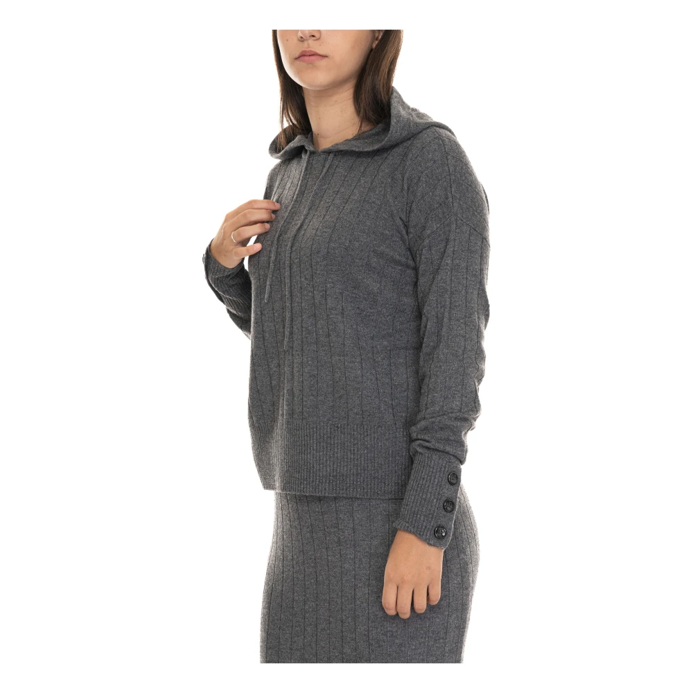 Pennyblack Wollen trui met vaste capuchon Gray Dames
