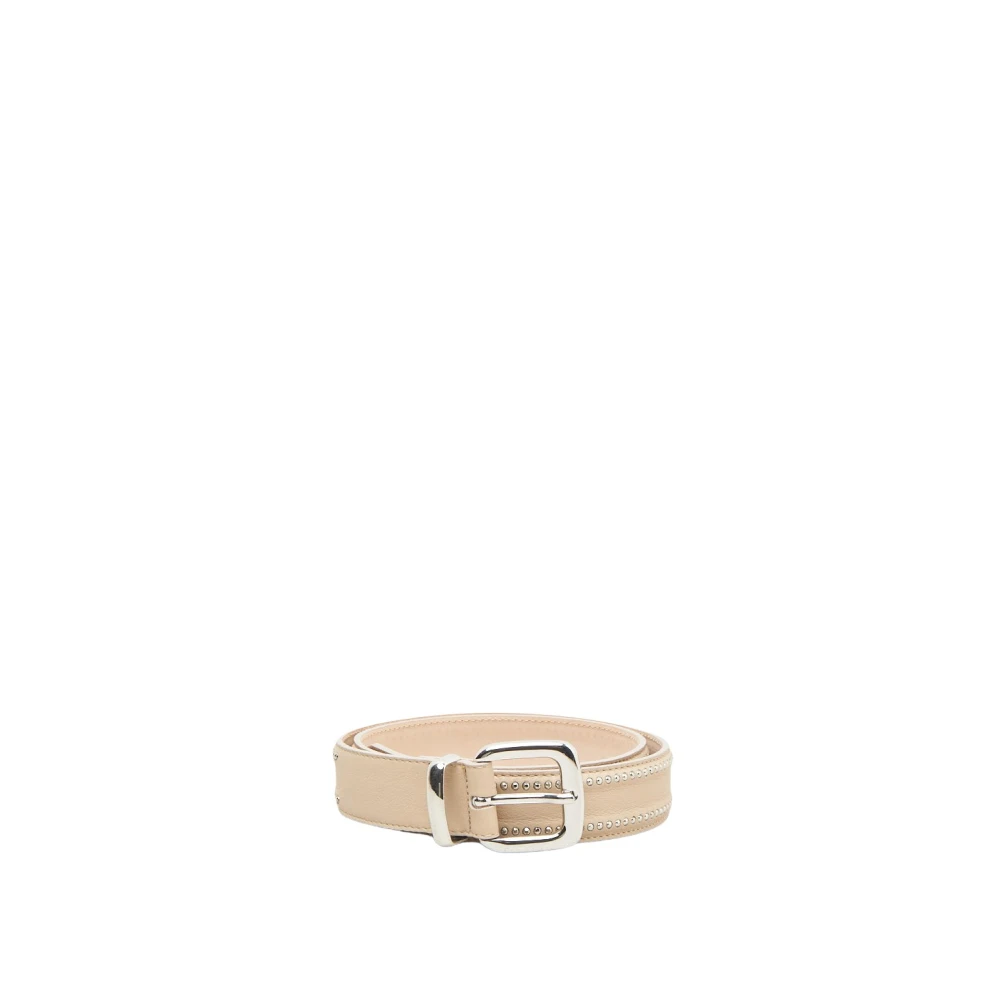 PESERICO Echt leren riem met Punto Luce afwerking Beige Dames