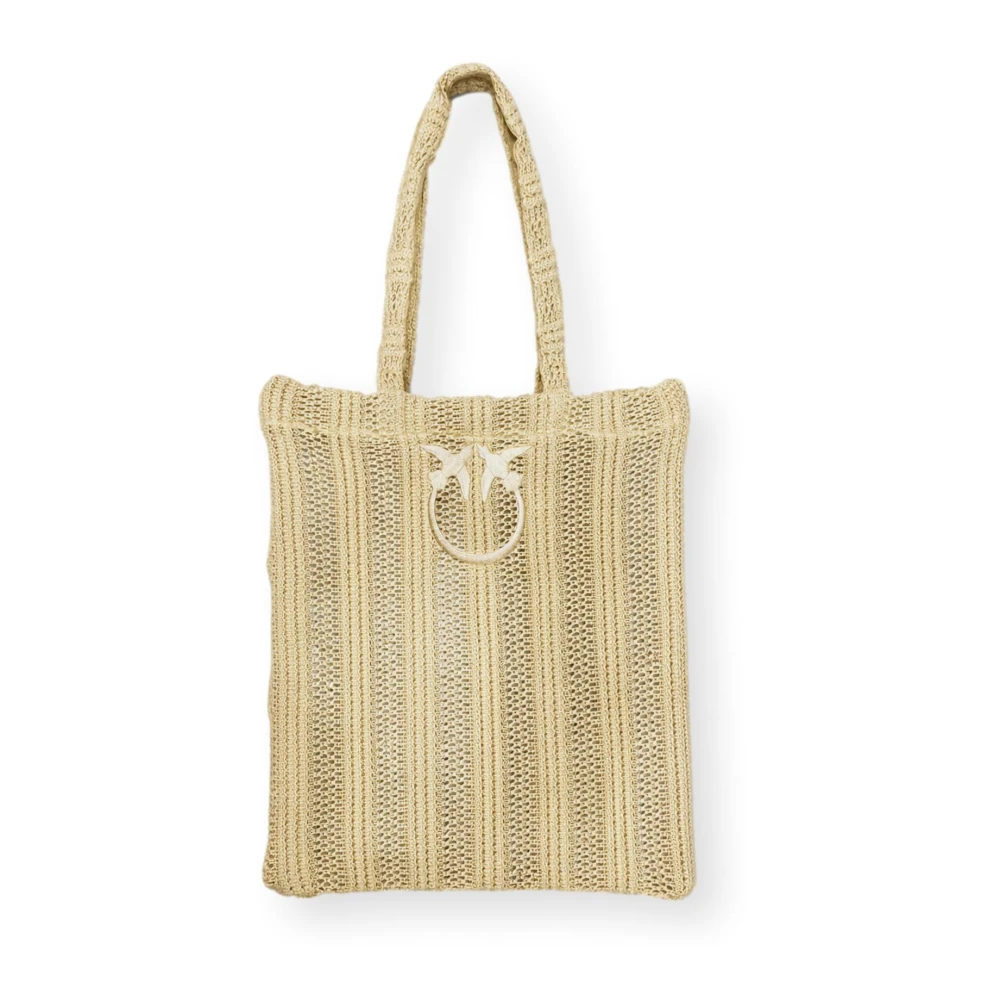 Pinko Unisex Beige Shopping Bags, One Size, Easy Tote Bag
