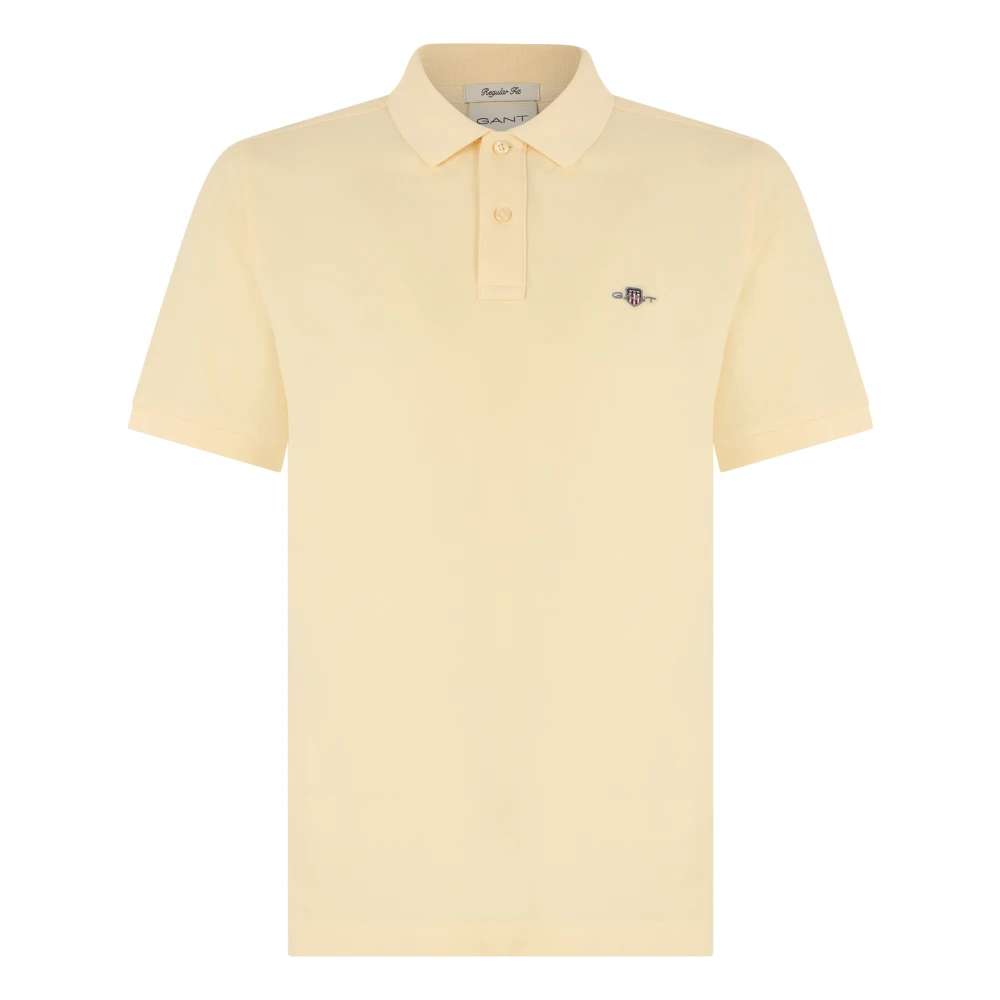 Gant Men's Yellow Polo Shirts, M, Shield Piqué Polo Shirt