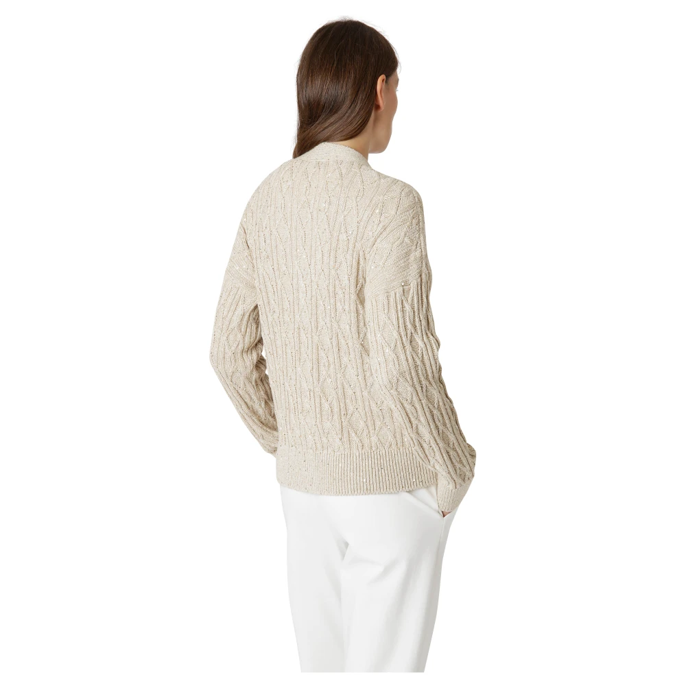 Eleventy Katoen Linnen Mix Metallic Vest Beige Dames