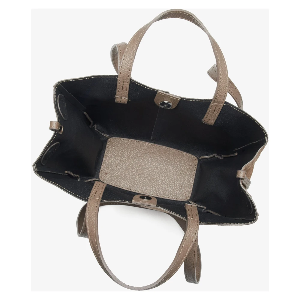 Estro Beige Handtas voor Vrouwen met Lange Handvatten in Premium Italiaans Velours Beige Dames