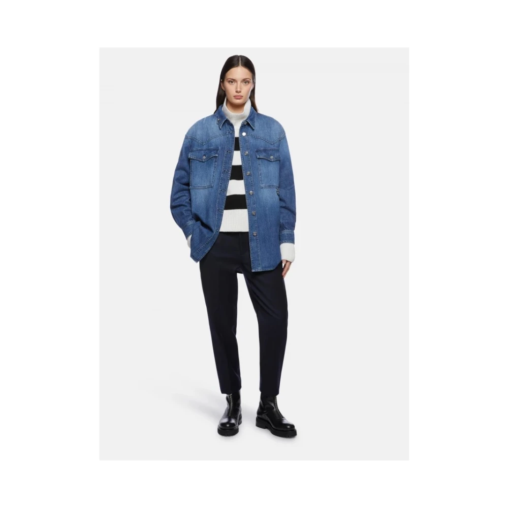 Dondup Stretch flanellen ritsbroek Blue Dames