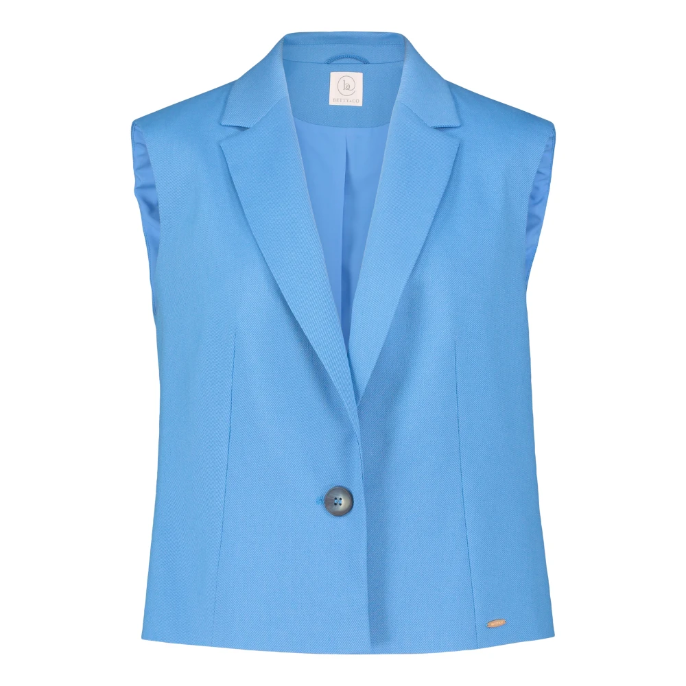 Betty & Co Elegante Mouwloze Vest met Kraag Blue Dames