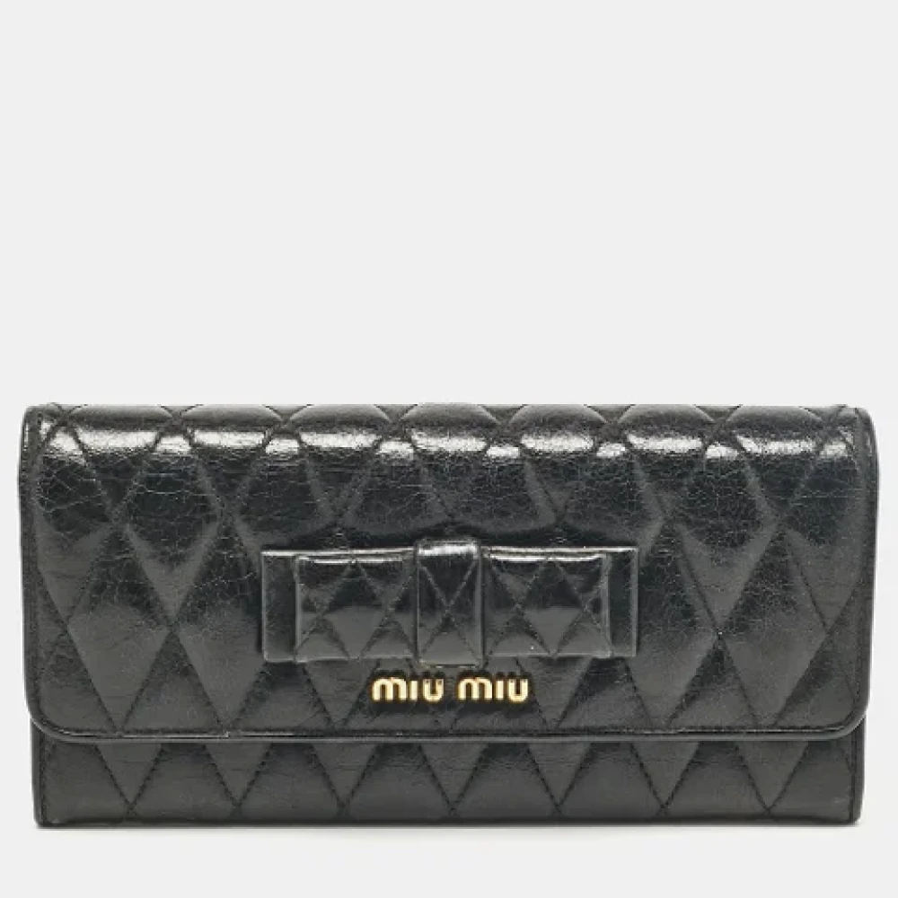 Miu Pre-owned Leather wallets Black Dames