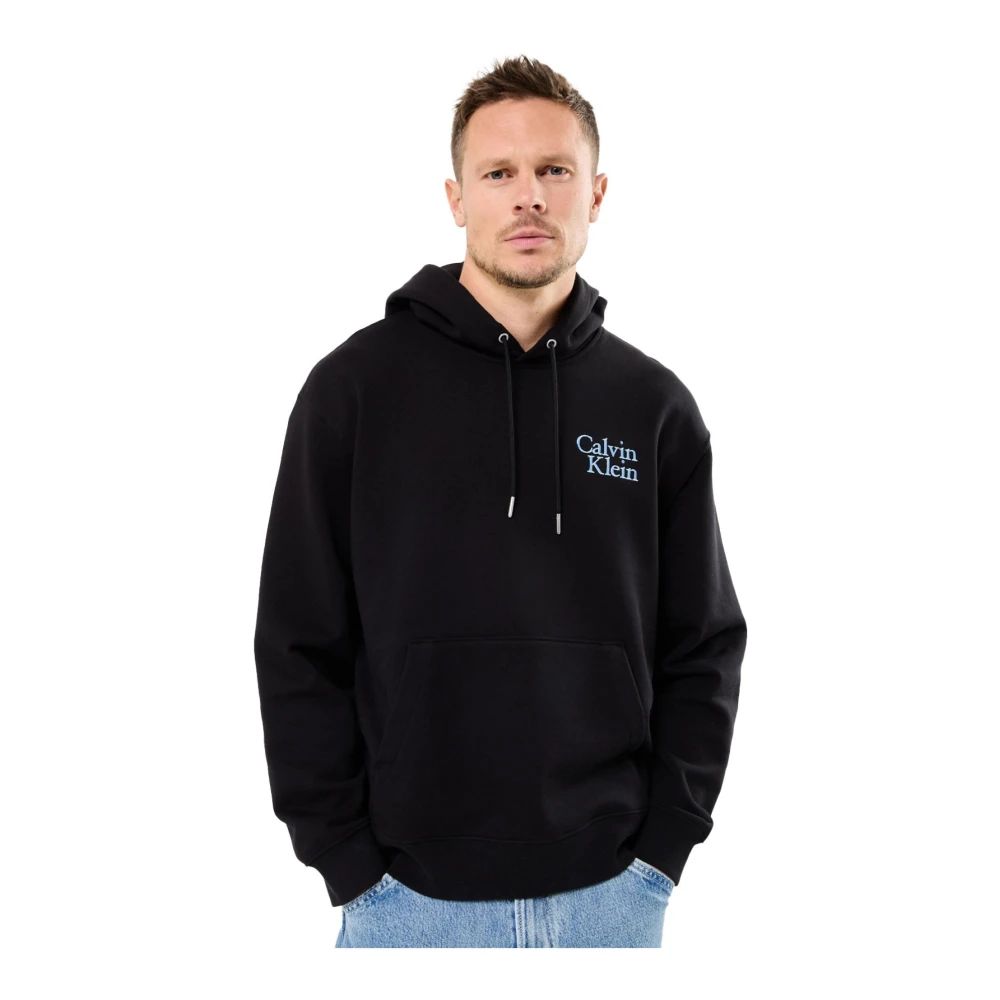 Calvin Klein Uomo Nero Felpa Oversize Con Cappuccio E Logo Ricamato - Immagine 1