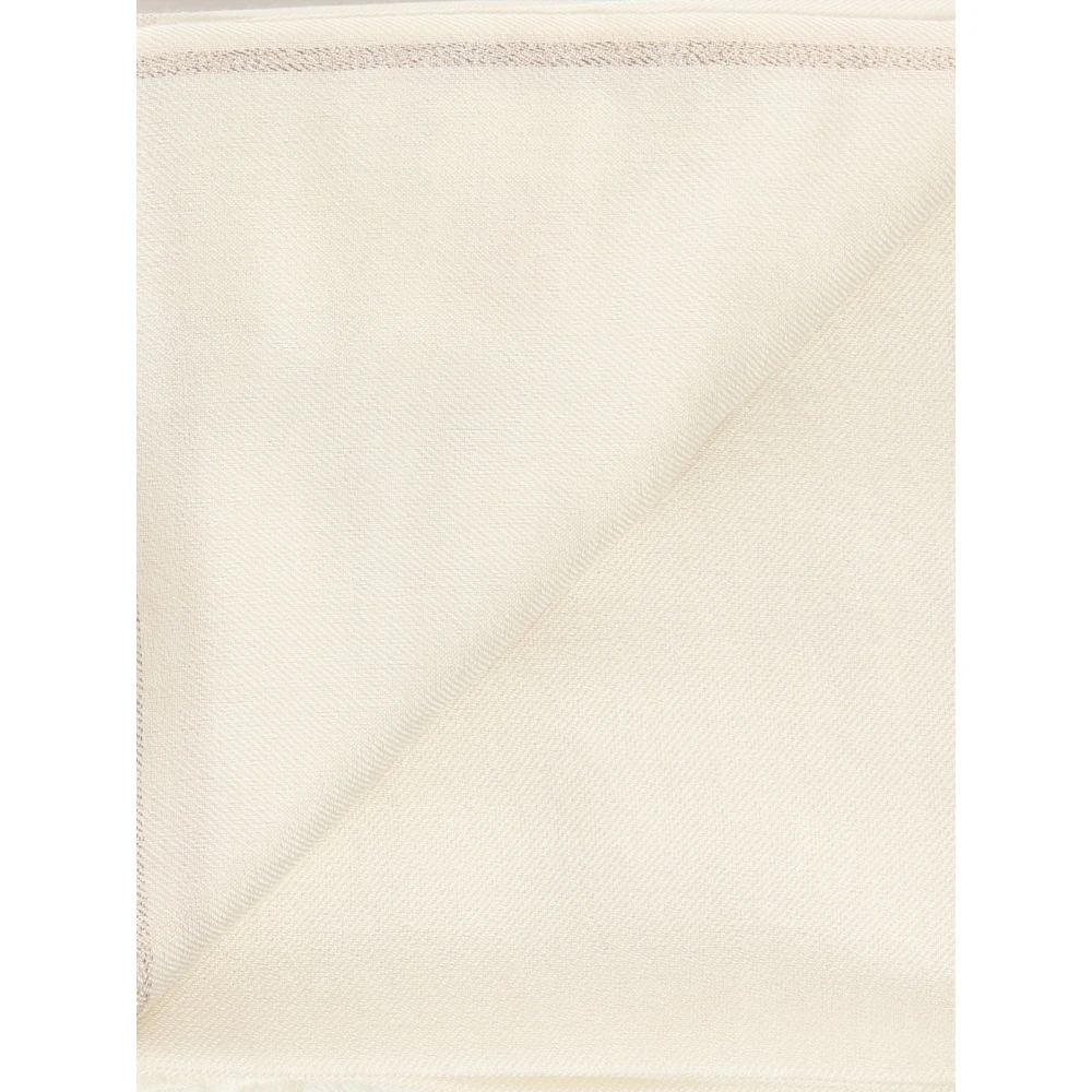 Valentino Garavani Beige Kasjmier Zijden Sjaal met Lurex Beige Dames