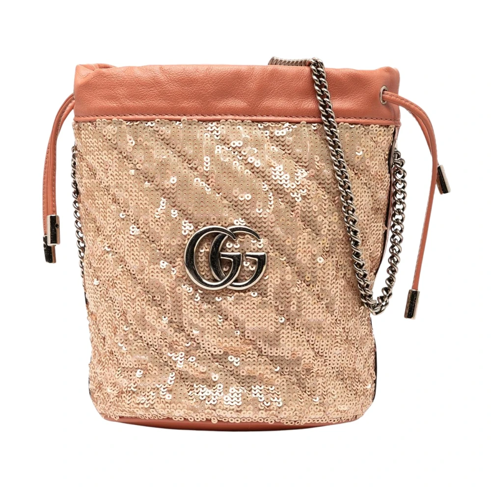 Gucci Vintage Women's Pink Pre-Owned Chain Bucket Bag