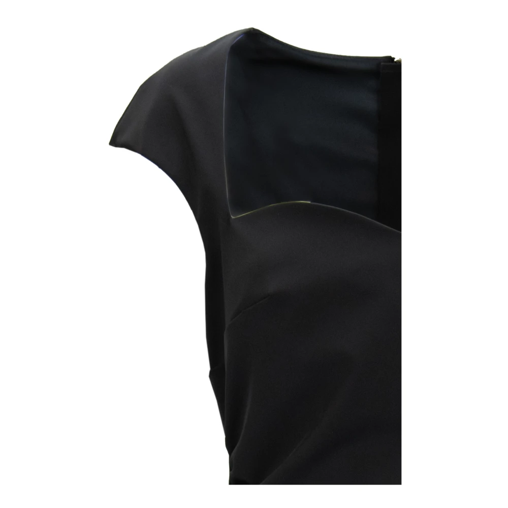 Elisabetta Franchi Gerimpelde Mouwloze Jurk met Gouden Detail Black Dames