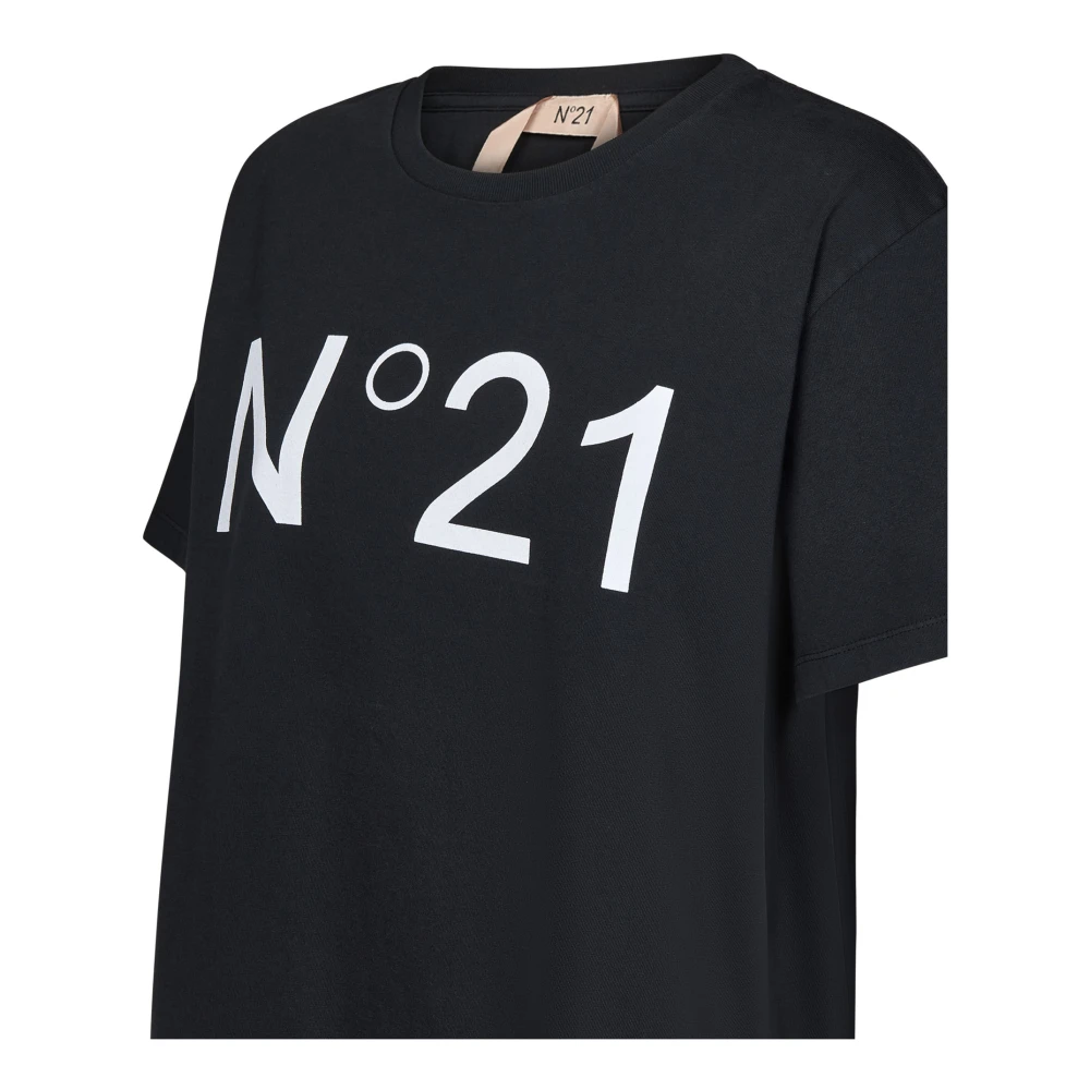 N21 Zwart Katoenen Jersey T-Shirt Black Dames