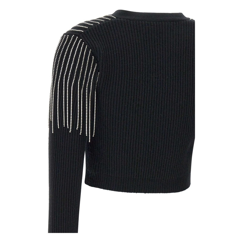 Kaos Zwarte wolmix vest met strass detail Black Dames