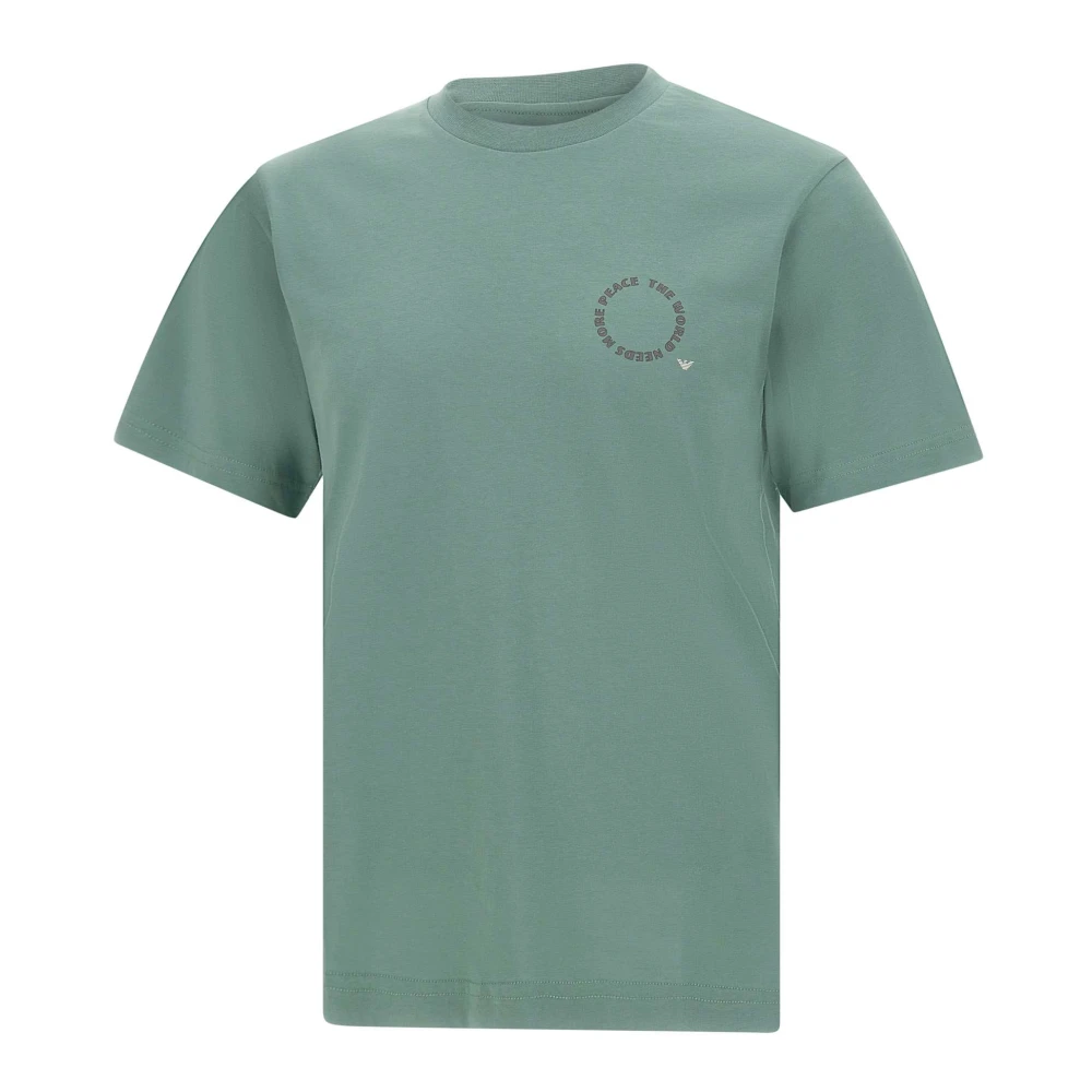 Emporio Armani Groene Katoenen T-shirt Stormy Sea World Green Heren