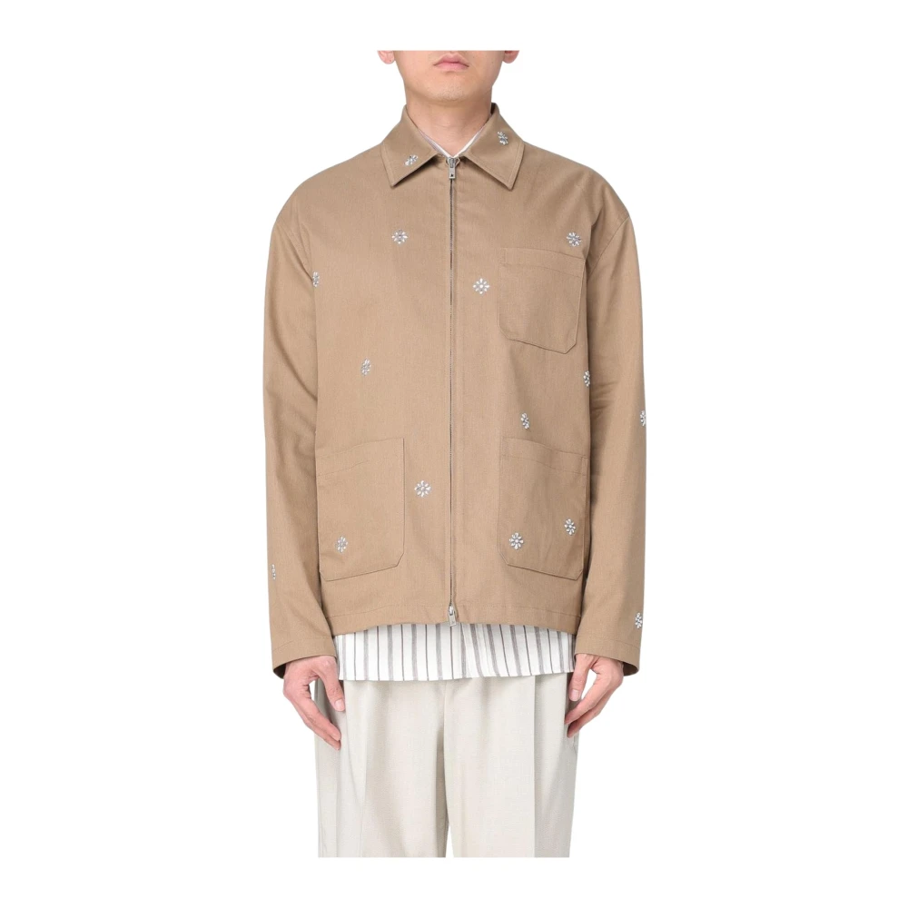 Golden Goose Herren Beige Bestickte Baumwolljacke