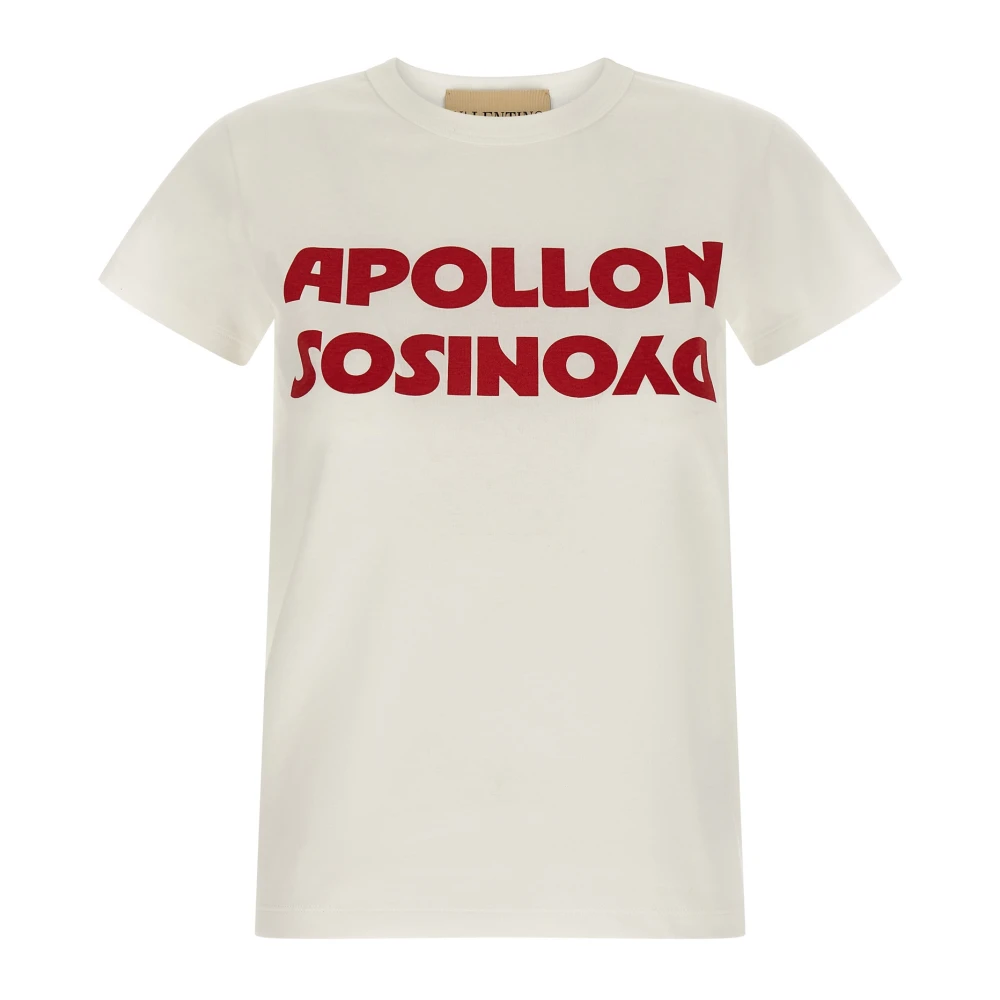 Valentino Garavani White T-Shirts, Female, L, Cotton T-Shirt With Apollon/Dyonisos Print