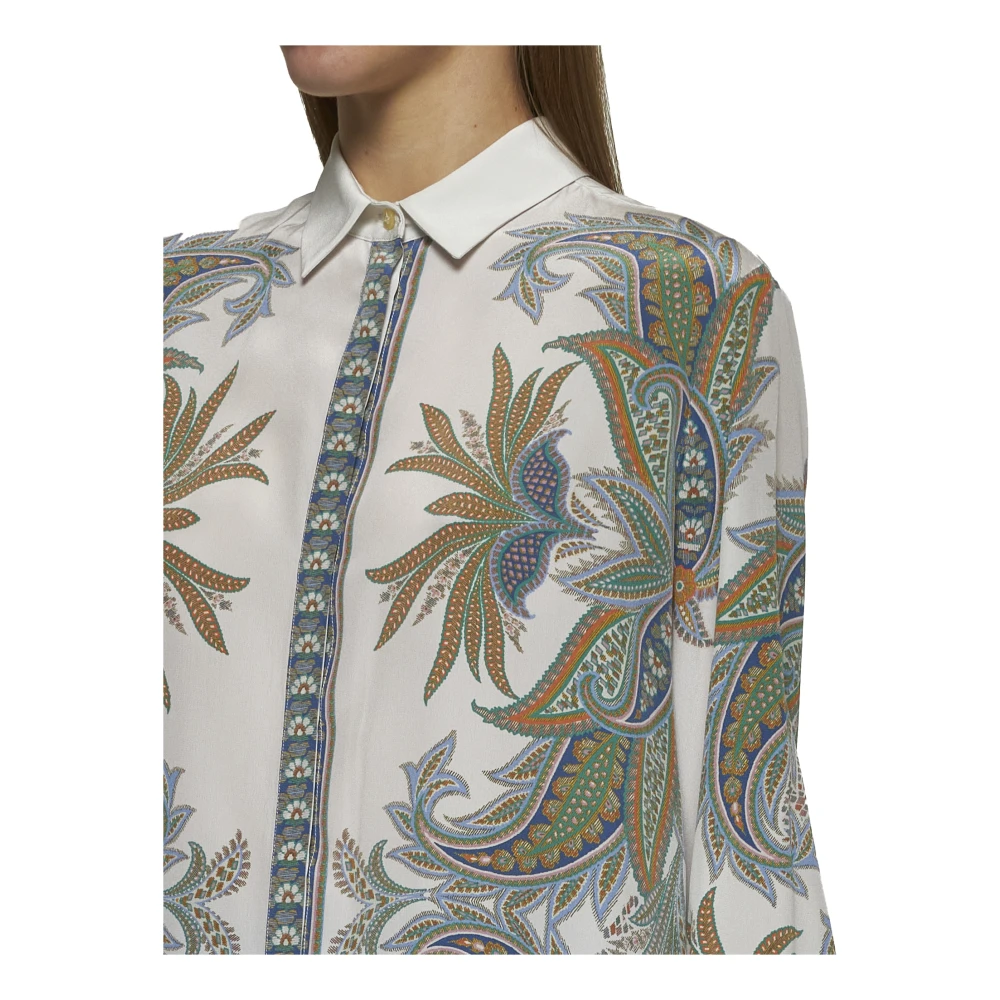 ETRO Bloemen Paisley Print Zijden Overhemd Multicolor Dames