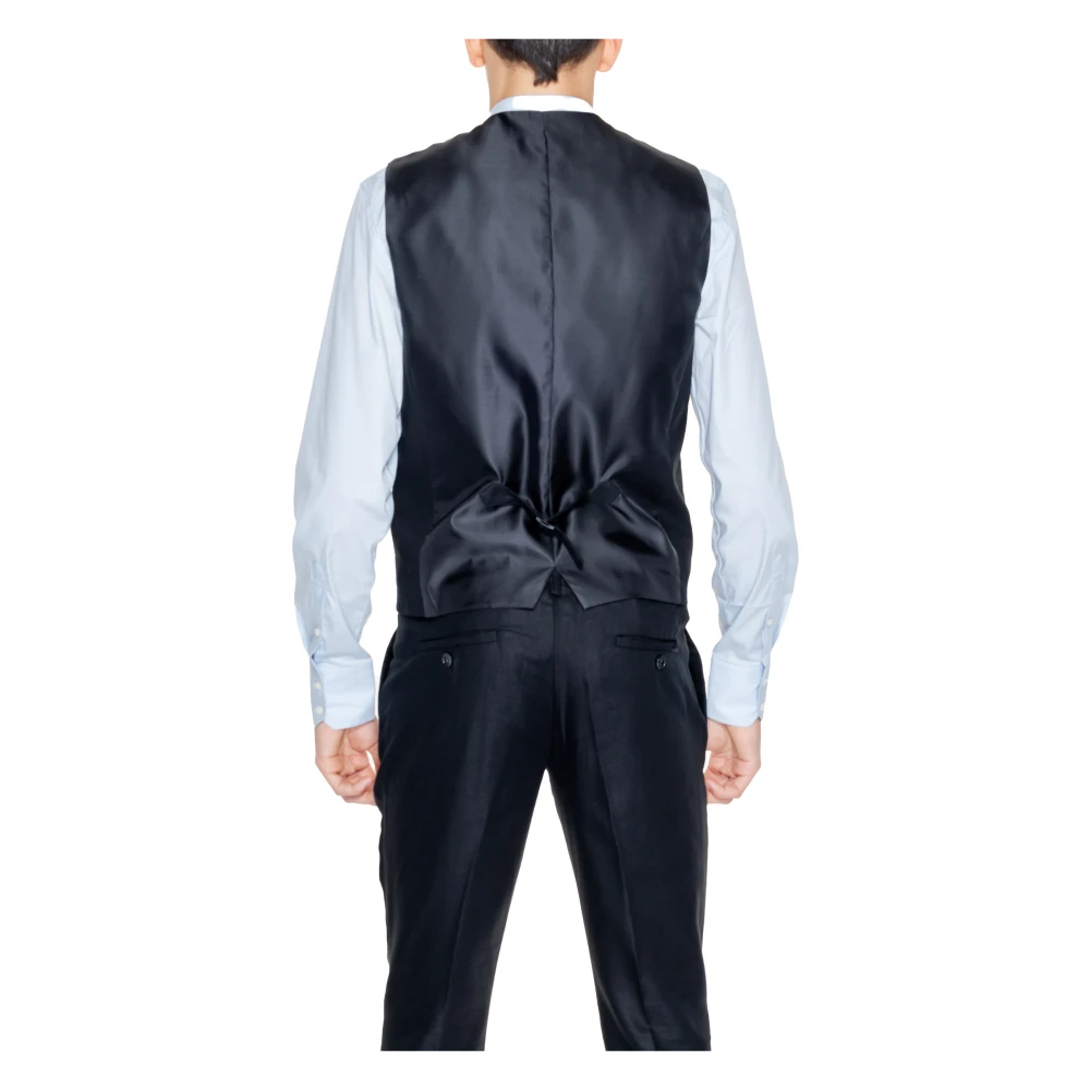 Antony Morato Zwart Linnen-Blend Geknoopt Gilet Black Heren