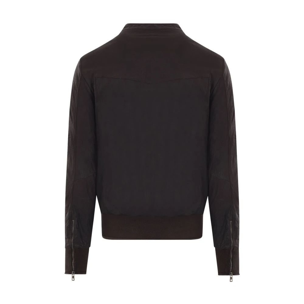 Giorgio Brato Zwarte leren motorjas Black Heren