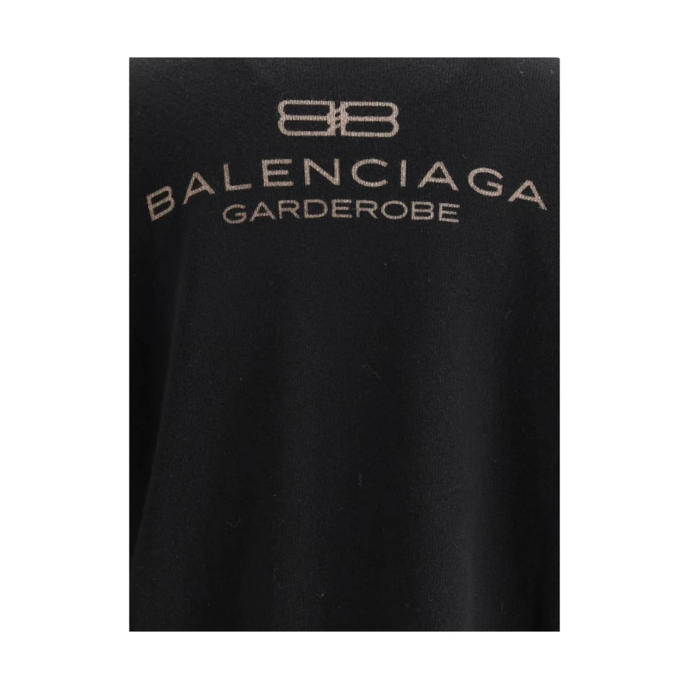 Balenciaga Logo Detail Wollen Trui Black Heren