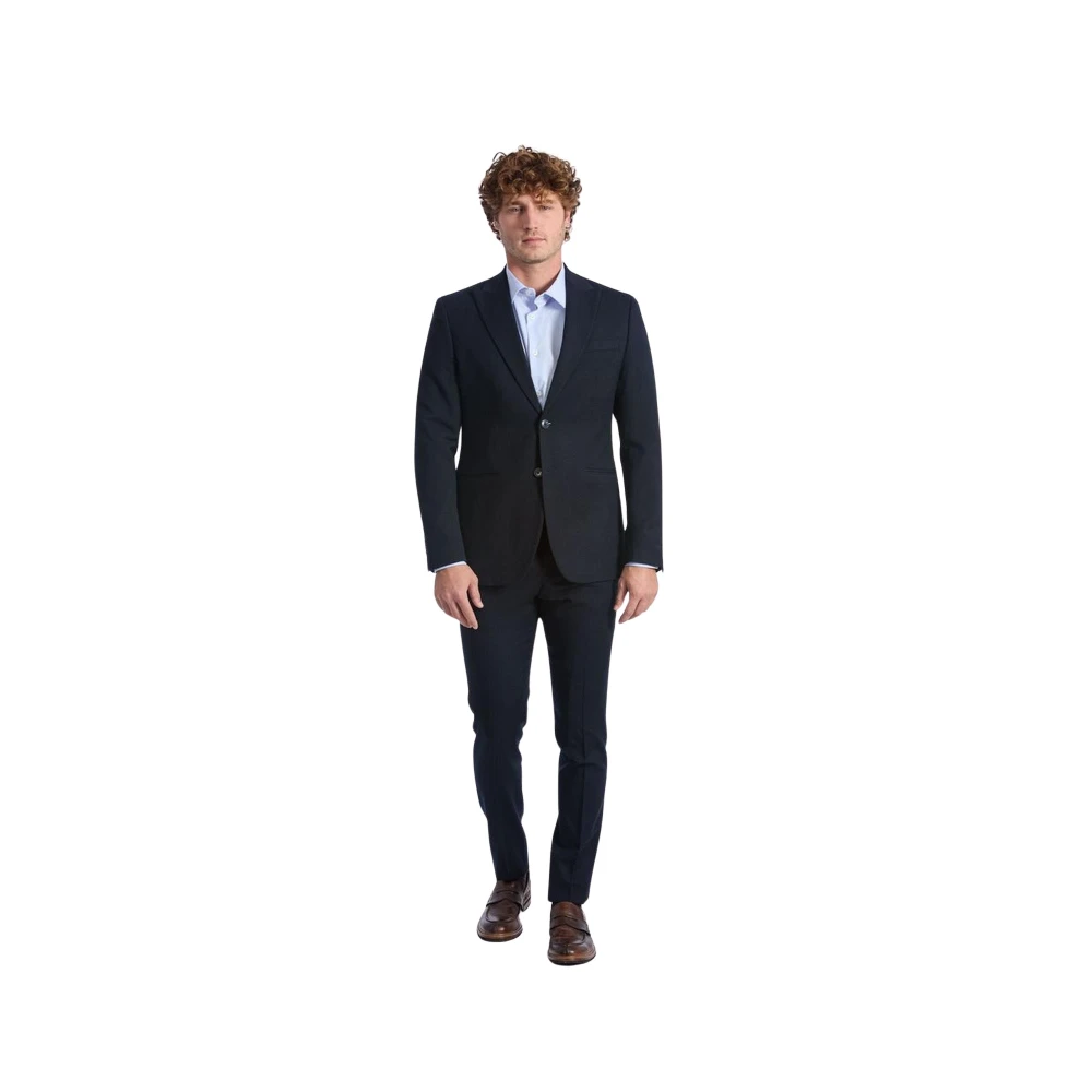 Baldinini Klassiek wollen tweedelig pak Blue Heren