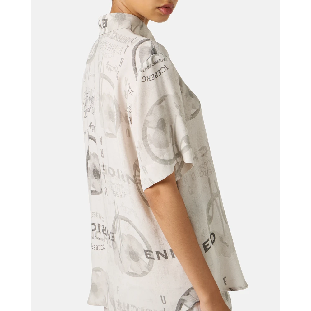 Iceberg Regular fit korte mouwen overhemd van RCS-gecertificeerde dubbele viscose georgette Beige Dames