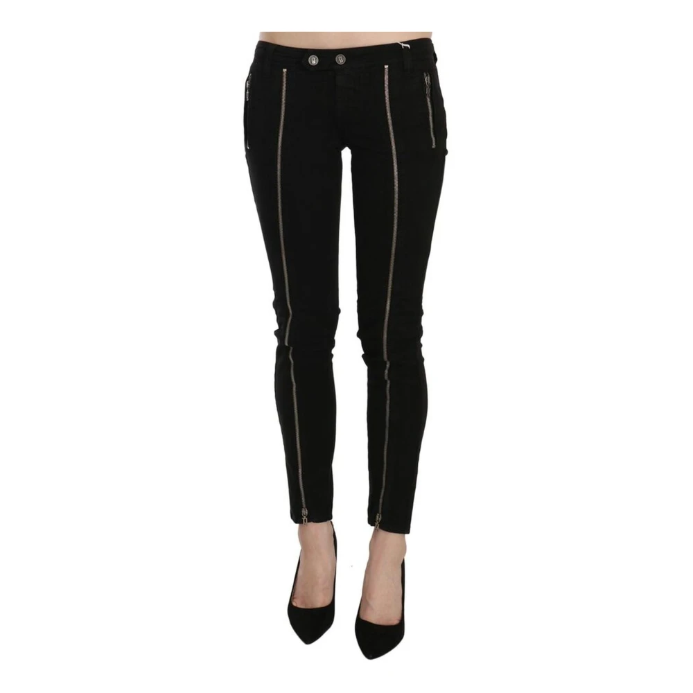 Dolce & Gabbana Women's Black Skinny Jeans,, Zipper Cropped Skinny Denim Trousers W26