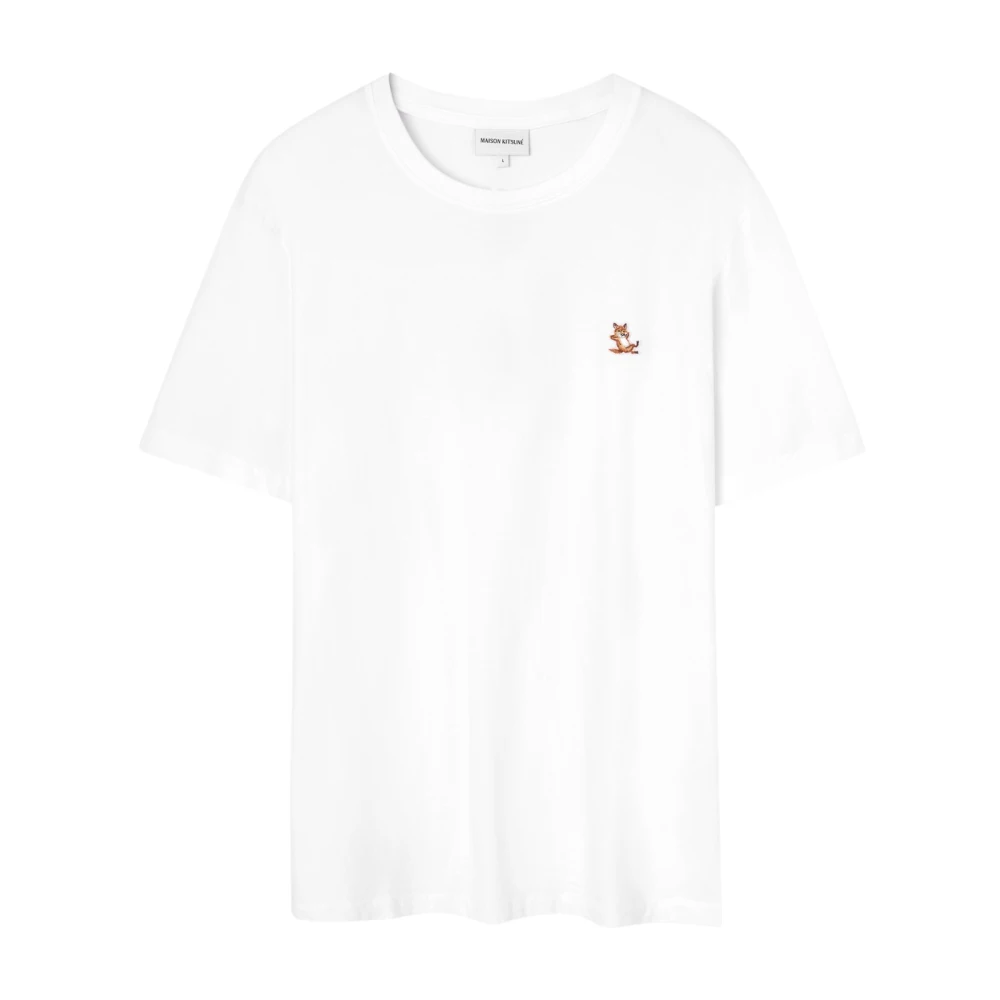 Maison Kitsuné T-shirts en Polos met Handtekening Vos Motief White Heren
