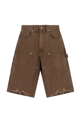 Hand Distressed HBT Double Knee Shorts