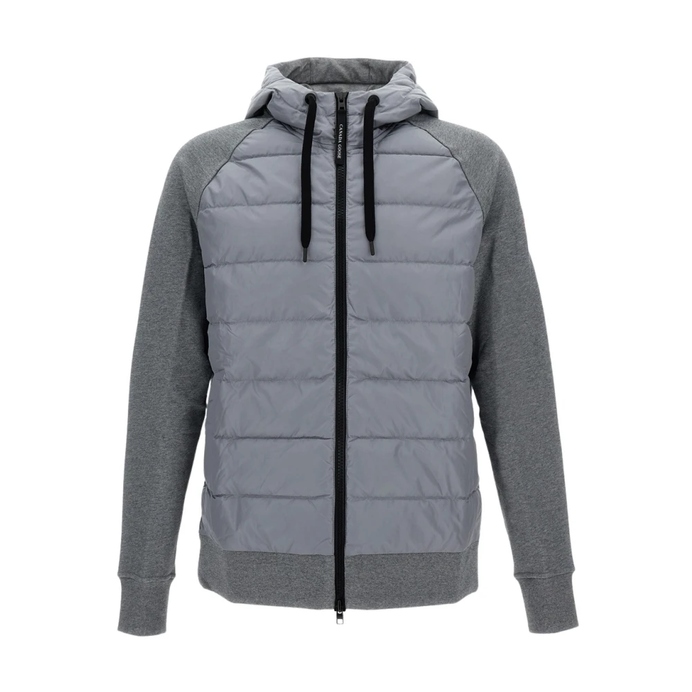 Canada Goose Men's Gray Down Jackets, S, Hybridge Huron Full Zip Hoodie