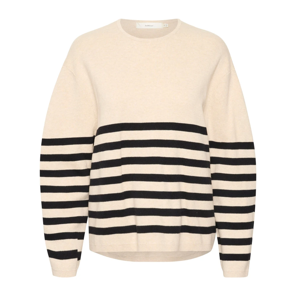 Inwear Women's Beige Cozy Pullover Jumper - Round-Neck Knitwear - Xl - Knitwear