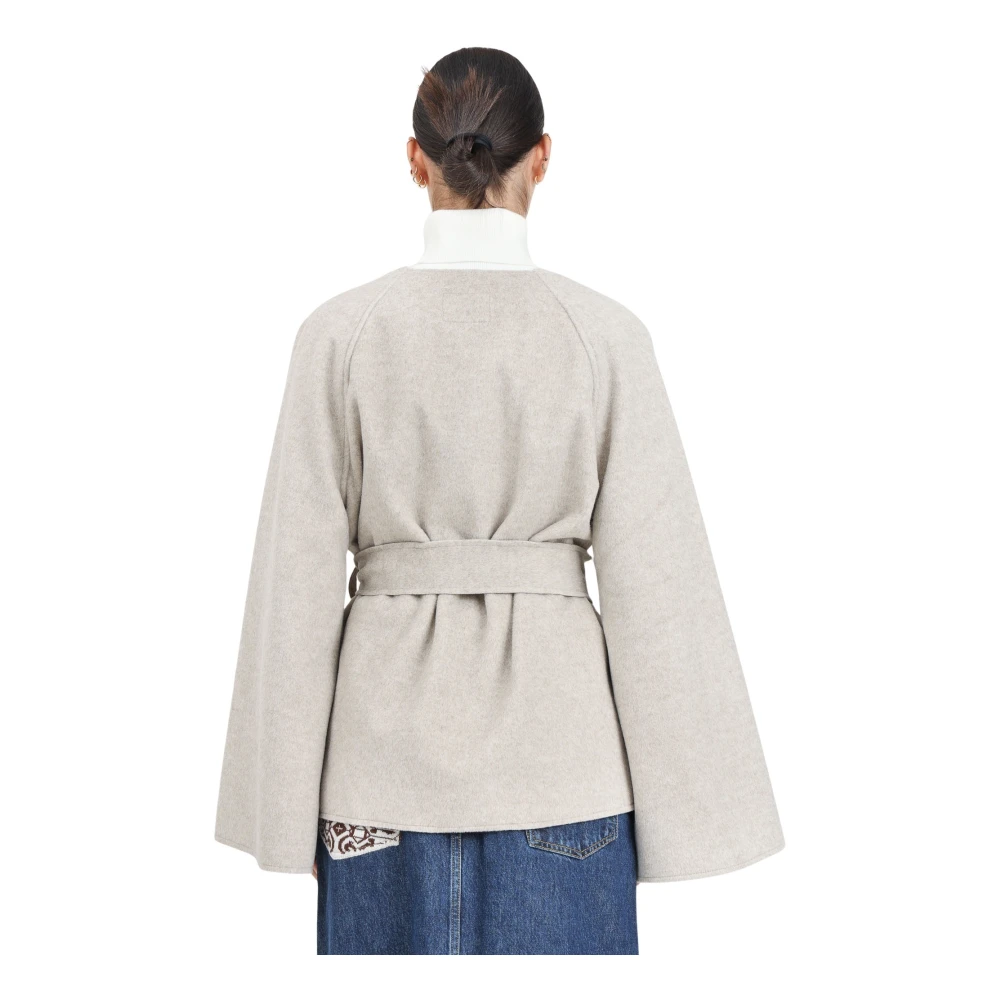 Jacqueline de Yong Beige Korte Jas met Strikriem Gray Dames