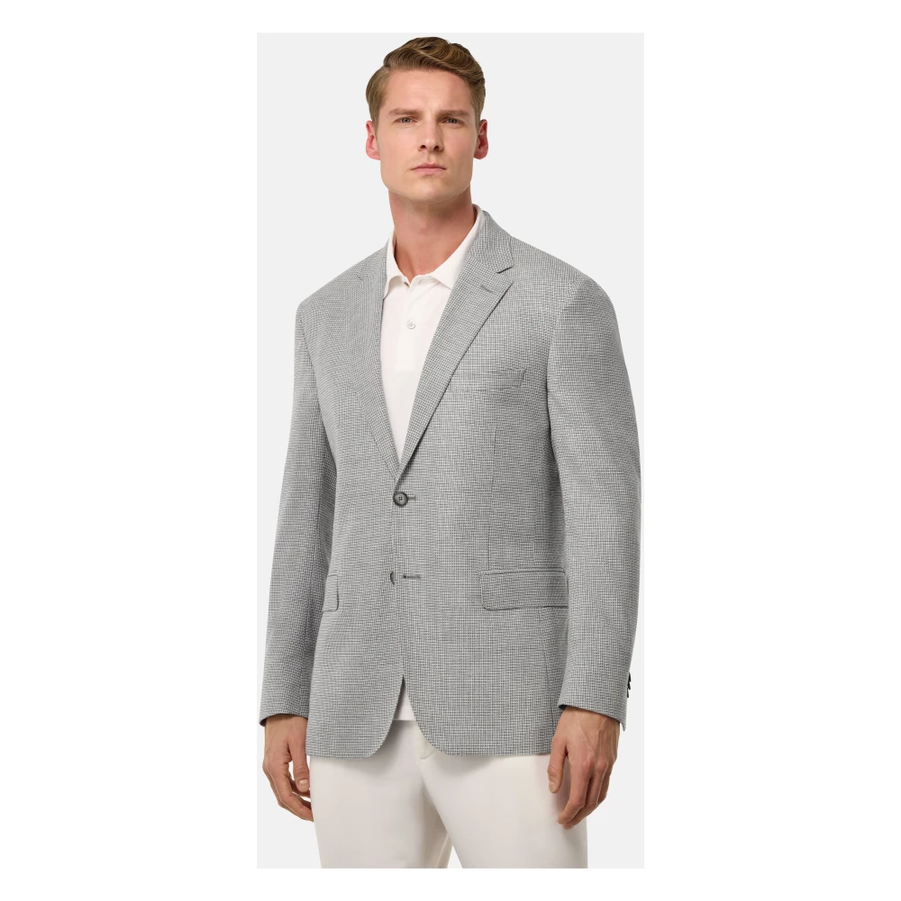 Boggi Milano Lichtgrijze jas van stretch linnen en wol Gray Heren