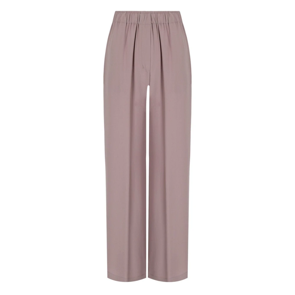 Federica Tosi Women's Pink Wide Trousers, M, Mauve Crêpe Wide Leg Trousers