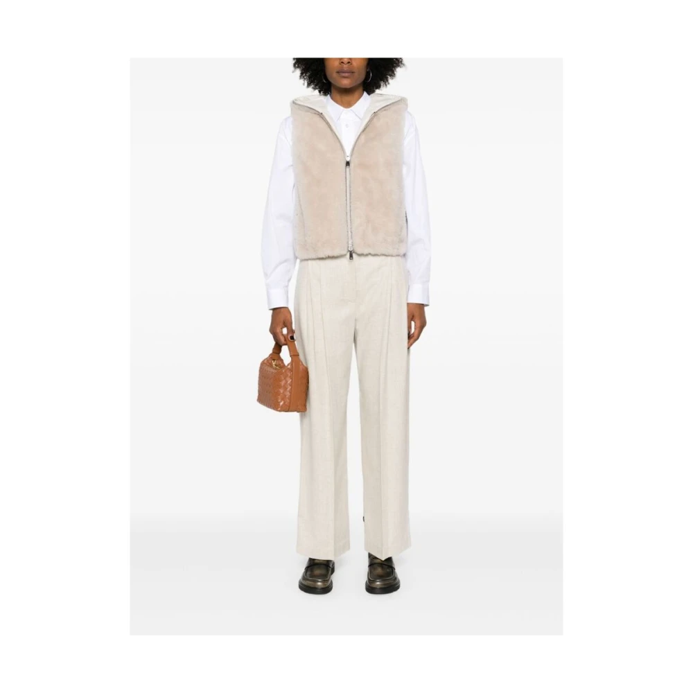 BRUNELLO CUCINELLI Beige Wol-Kasjmier Broek Beige Dames