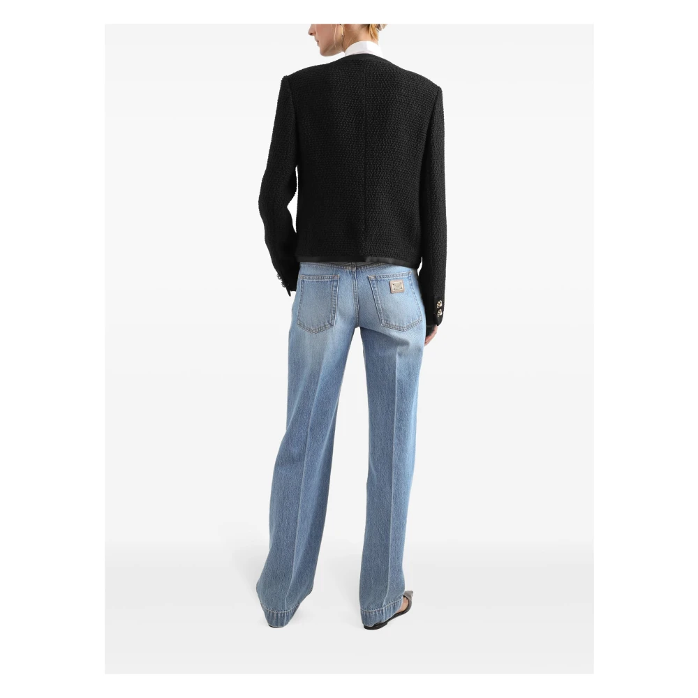 Dolce & Gabbana Zwarte jas met unieke stijl Black Dames