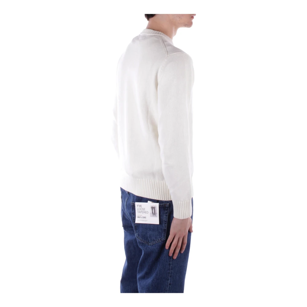 Guess Logo Front Sweater Regular Fit Cotton White Heren