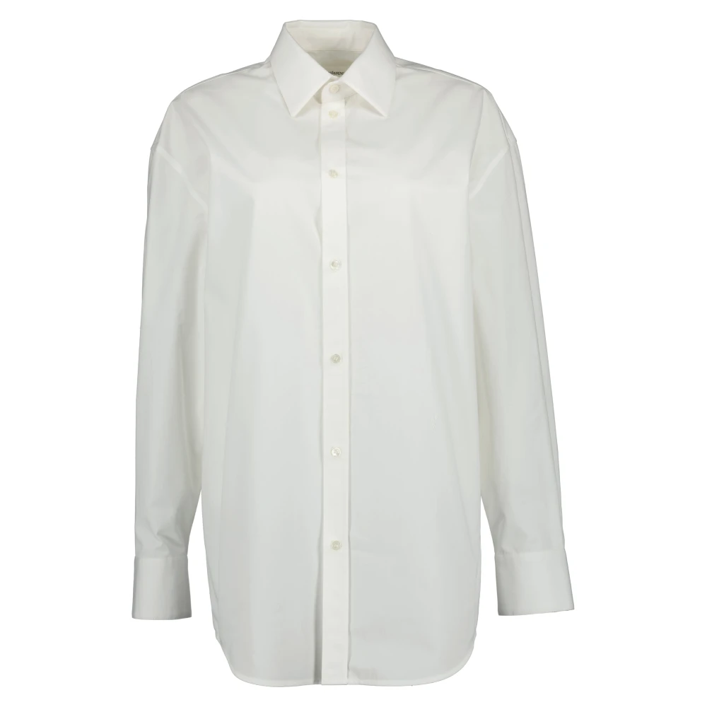 Saint Laurent Women's White Oversized Cassandre Poplin Shirt