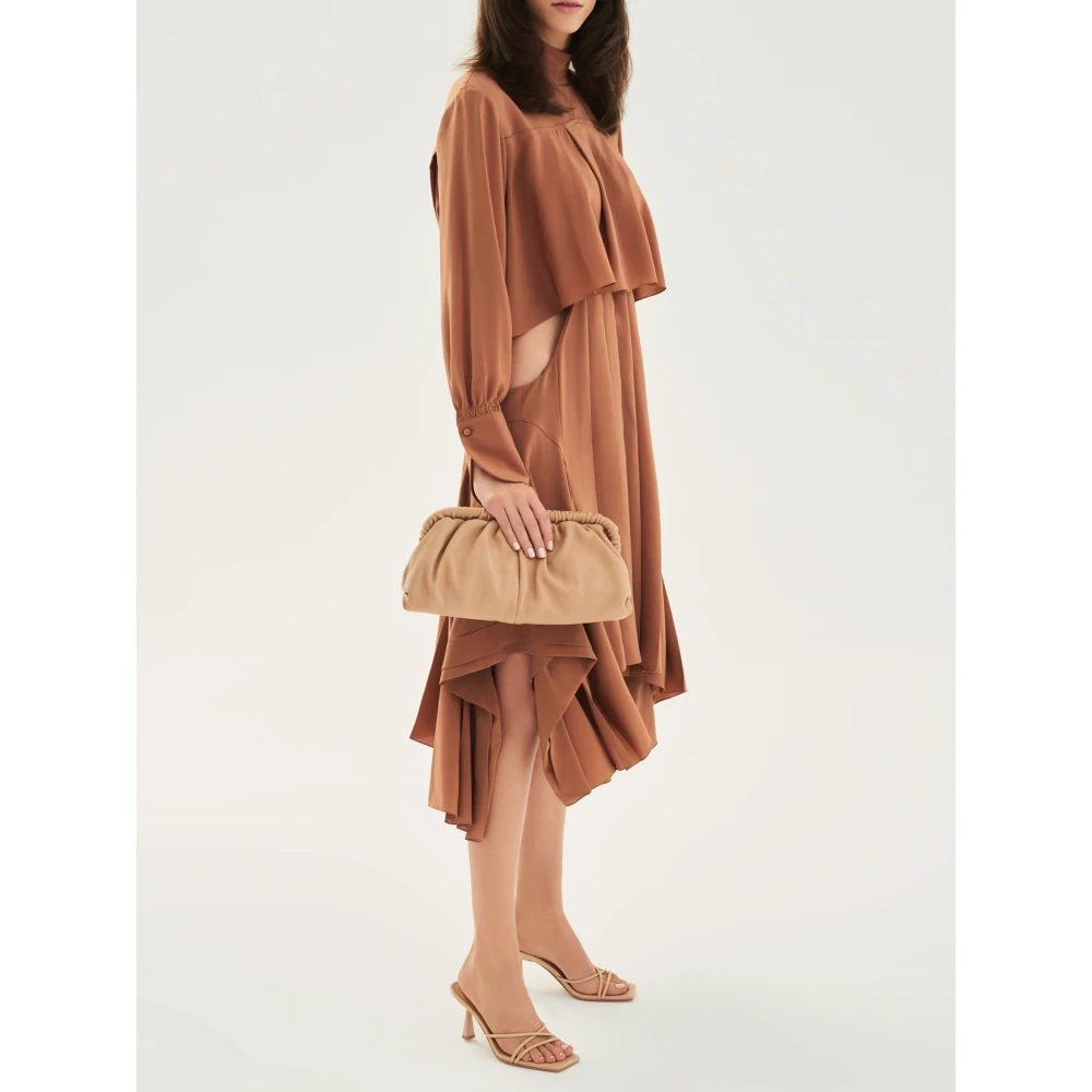 Kazar Effectieve leren tas met metalen frame Beige Dames