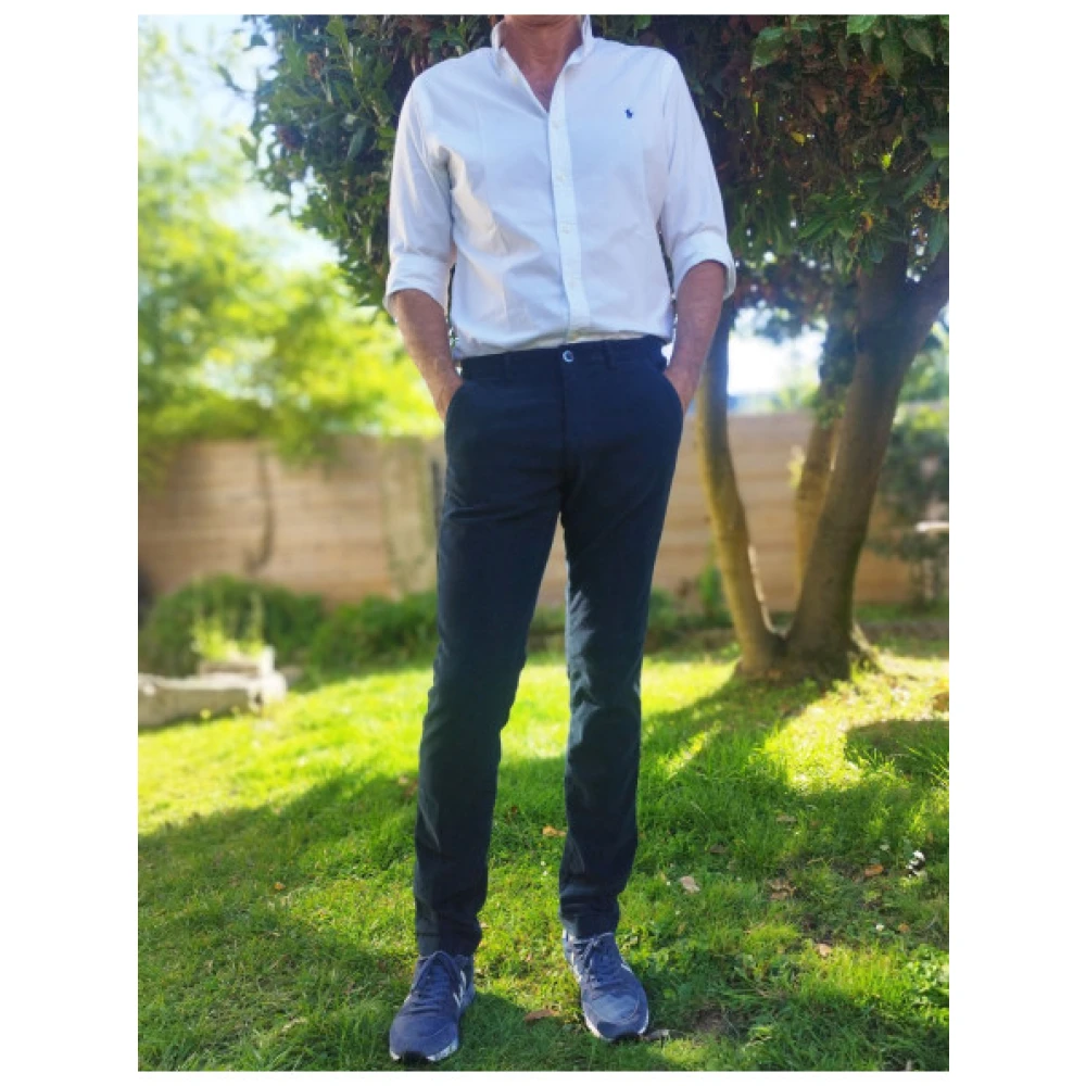 Mason's Slim Fit Corduroy Chino Broek Blue Heren