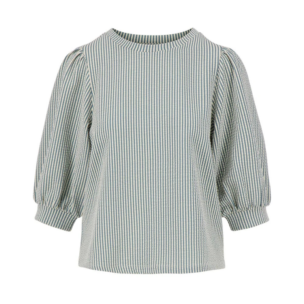 Zusss Gestreepte Pofmouw Top Blue Dames