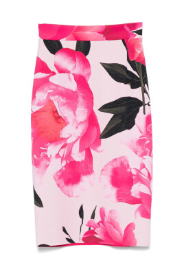 pink-floral-print-straight-hem-skirt