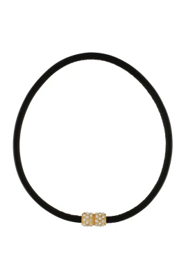 Kristall läderhalsband med magnetiskt spänne