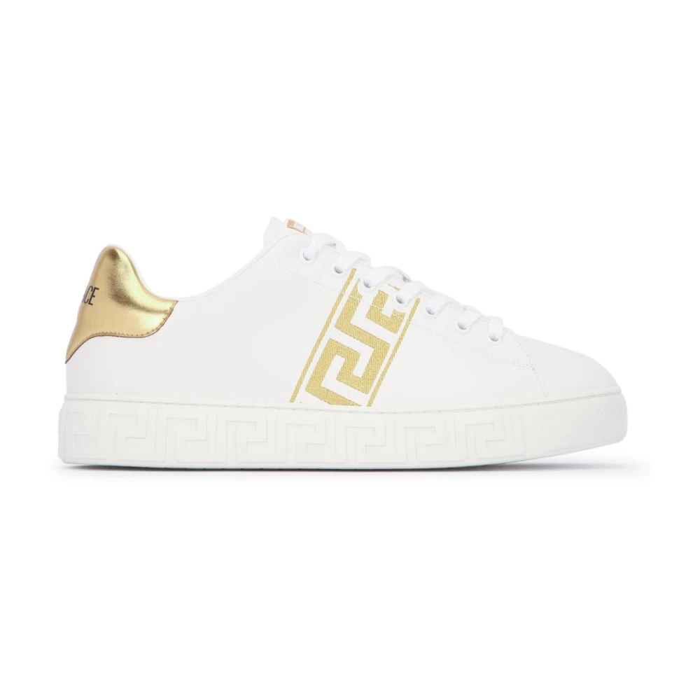 Versace Geborduurde Sneaker van Stof Heren Schoenen Wit