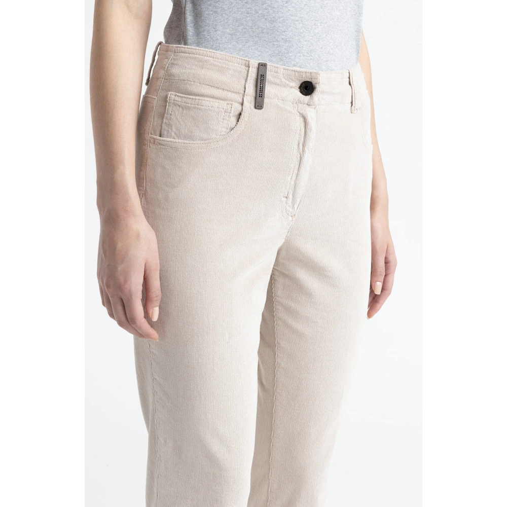 PESERICO Needlecord denim sigarettenbroek Beige Dames