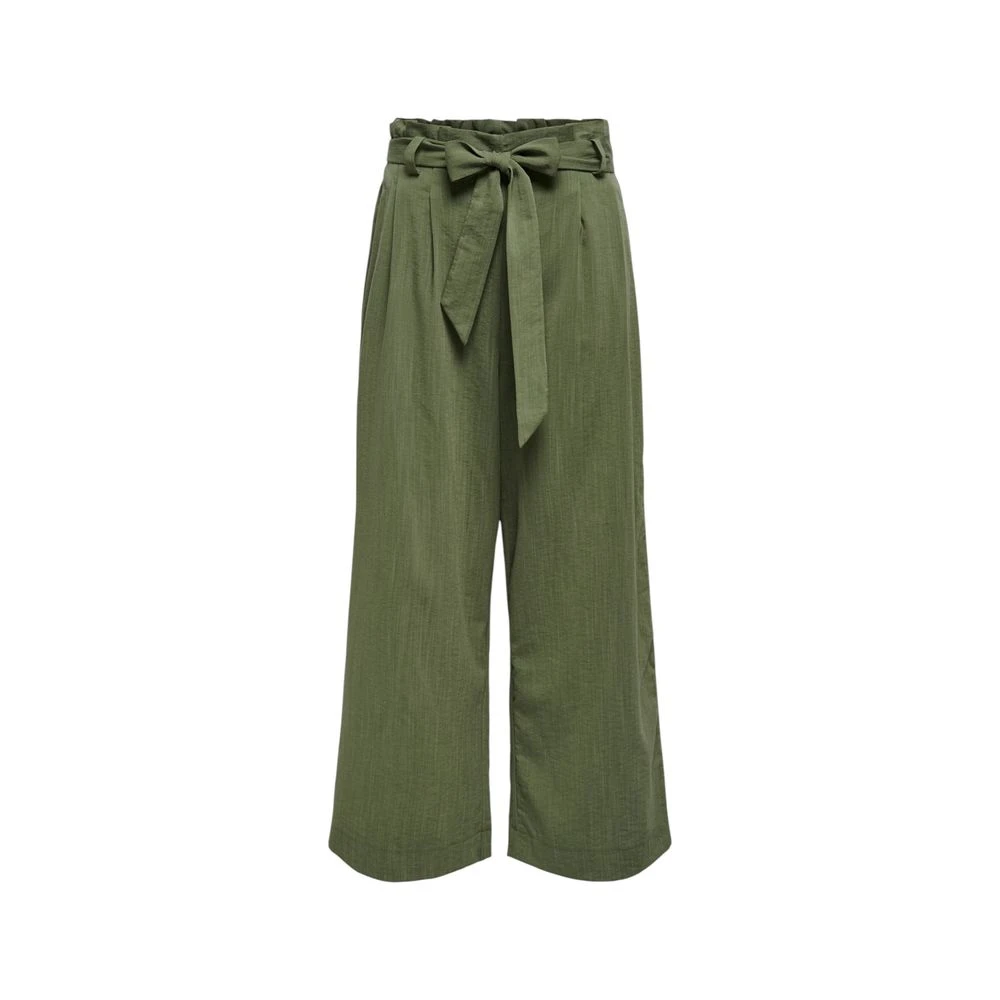 Only Women's Green Viscose Palazzo Trousers