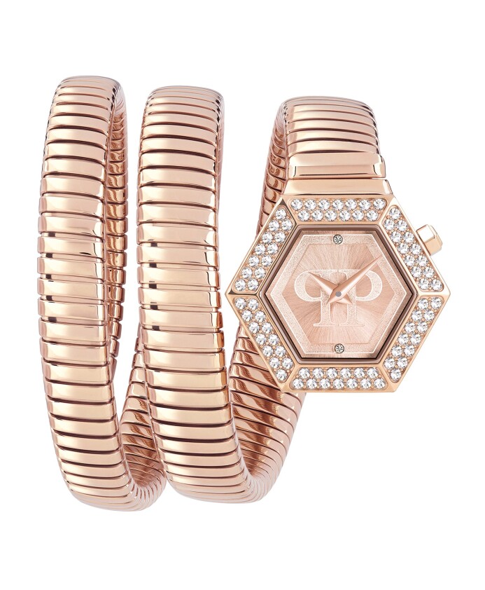 montre-snake-hexagon-or-rose