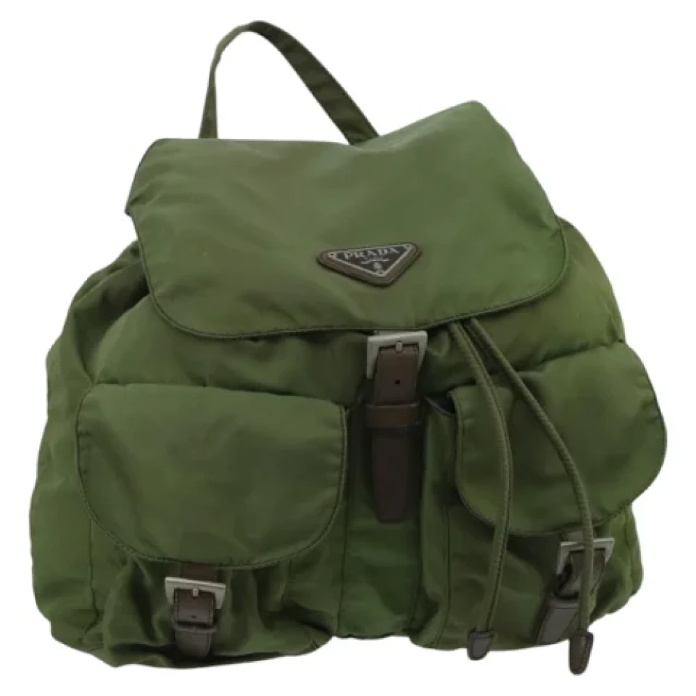 Prada Vintage Pre-owned Leather backpacks Green Dames